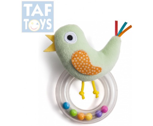 TAF TOYS Baby chrastítko plyšový ptáček s kuličkami pro miminko Taf Toys