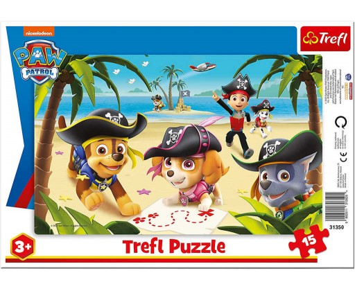 TREFL Puzzle deskové Tlapková Patrola piráti 33x23cm skládačka v rámečku 15 dílků Trefl