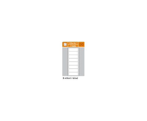 Tabelační etikety s vodící drážkou jednořadé - 100 x 36