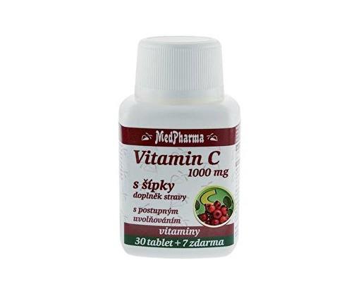 Vitamín C 1000 mg s šípky prodloužený účinek 30 tbl. + 7 tbl. ZDARMA MedPharma