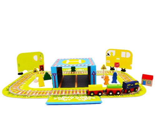 Vlak dřevěný naučný s puzzle a magnetickou krabičkou RAPPA