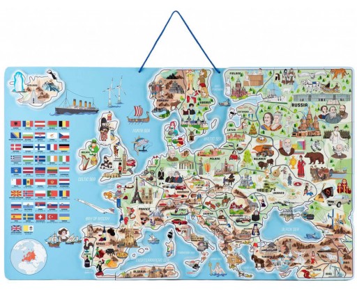 WOODY DŘEVO Hra mapa Evropy 3v1 naučné puzzle skládačka 75x45cm AJ Woody