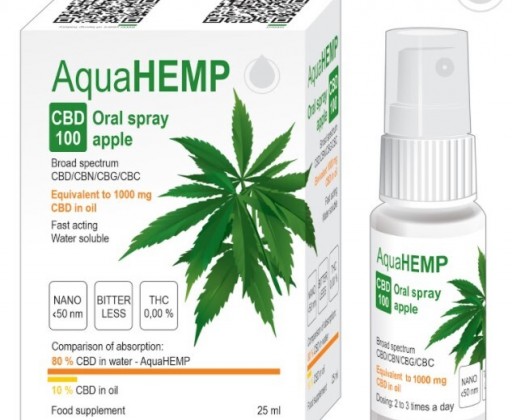 AquaHEMP spray APPLE broad spectrum CBD 100 - 25 ml Ovonex
