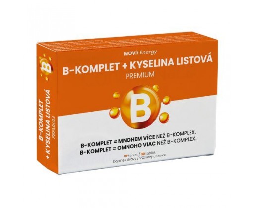 B-Komplet + Kyselina listová PREMIUM 30 tablet MOVit Energy