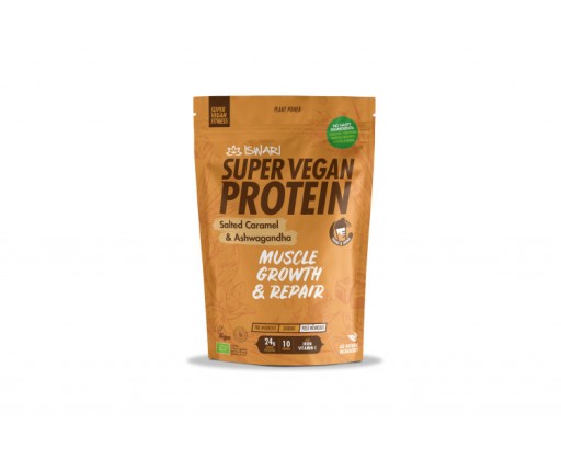 Bio Super Vegan Protein Slaný karamel - Ashwaganda 350 g Iswari