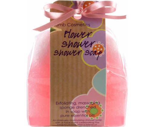 Bomb Cosmetics Sprchové masážní mýdlo s houbičkou Flower Shower 140 g Bomb Cosmetics