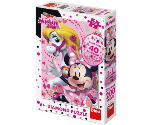 DINO Puzzle 200 dílků Disney Minnie Mouse 33x47cm skládačka s diamanty Dino