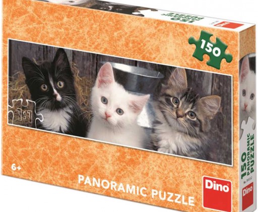 DINO Puzzle panoramatické 150 dílků Tři koťátka 66x23cm skládačka Dino