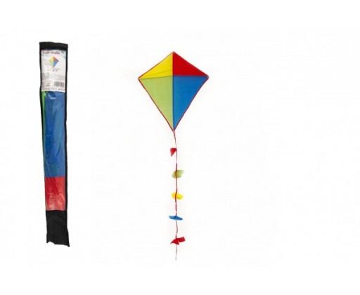 Drak létající nylon 70x60cm barevný v sáčku 10x70cm Teddies