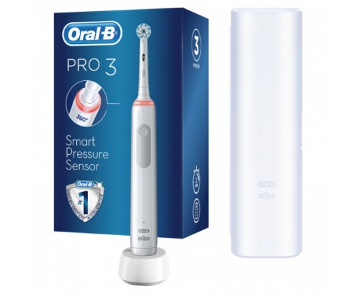 Elektrický zubní kartáček Pro3 3500 White Sensitive Clean s cestovním pouzdrem ORAL B