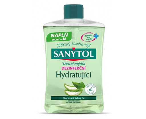 Hydratující dezinfekční mýdlo Aloe Vera & Zelený čaj - náhradní náplň 500 ml Sanytol