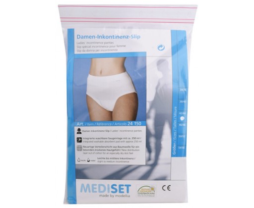 Inkontinenční dámské kalhotky se širokým měkkým pasem ingerovanou velkou sací vložkou z mikrofáze 50/52 Mediset