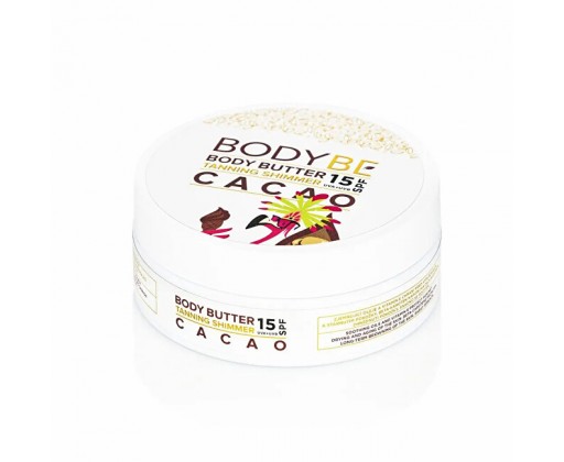 Opalovací máslo se třpytivým efektem Kakao SPF 15 (Body Butter Tanning Shimmer) 150 ml BODYBE