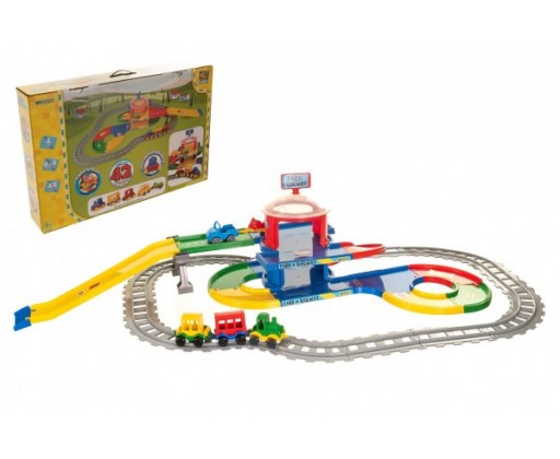 Play Tracks - vlak s kolejemi plast 4ks autíček