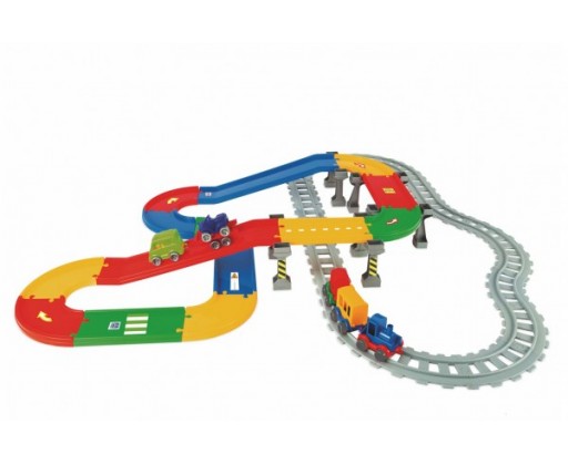 Play Tracks - vlak s kolejemi plast 5ks autíček