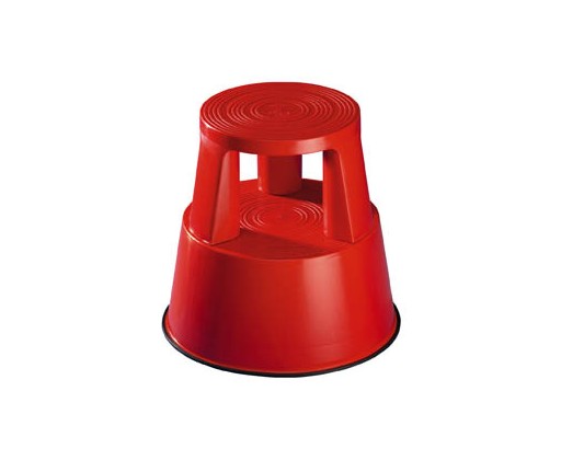 Pojízdná plastová kruhová stolička - červená Wedo