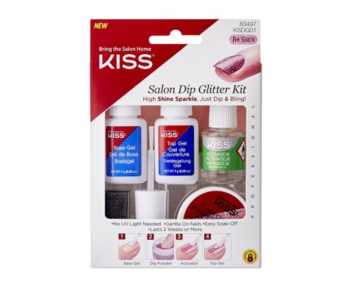 Sada na třpytivou manikúru Salon Dip (Glitter Kit) Kiss