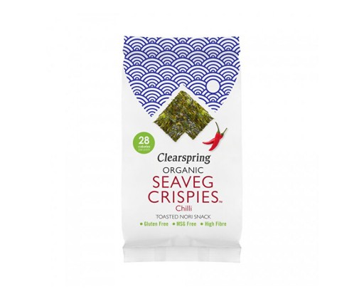 Seaveg Crispies – Křupky z mořské řasy Nori s chilli BIO 4 g Clearspring