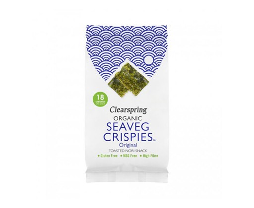 Seaveg Crispies – Křupky z mořské řasy Nori solené BIO 4 g Clearspring