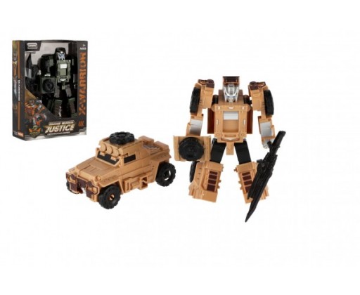 Transformer auto/robot vojenský plast 14cm 2 barvy v krabičce 13x18x5cm Teddies