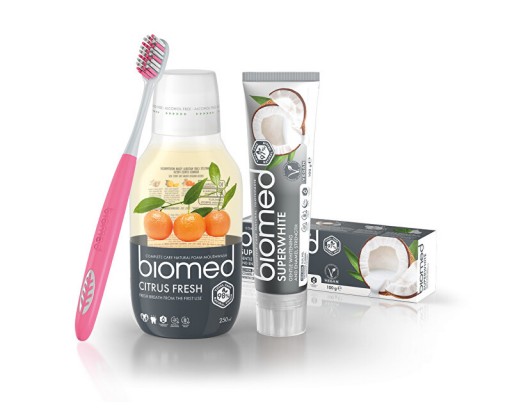 Vánoční Biomed Superwhite zubní pasta 100 g & Citrus Fresh ústní voda 250 ml s kartáčkem SPLAT
