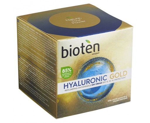 Vyplňující denní krém proti vráskám Hyaluronic Gold SPF 10 (Replumping Antiwrinkle Day Cream) 50 ml bioten