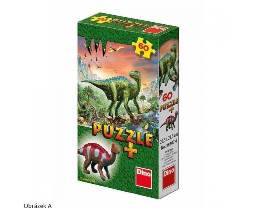 DINO Puzzle 60 dílků Dinosauři 6 druhů + figurka dinosaura Dino
