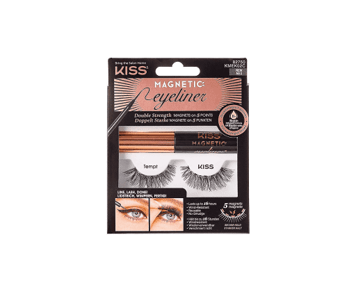 Kiss Magnetické umělé řasy s očními linkami (Magnetic Eyeliner & Lash Kit) 02 Tempt Kiss