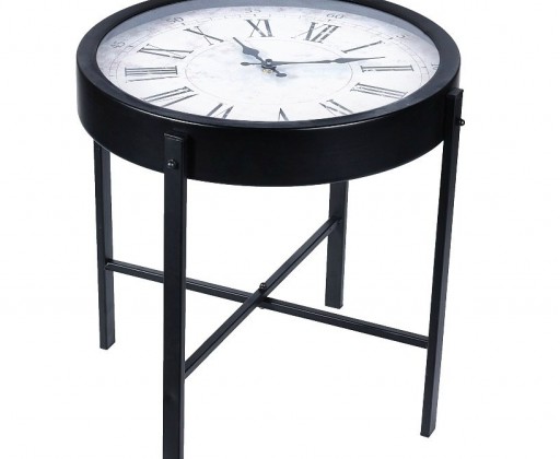 Konferenční stolek s hodinami HOMESTYLING 40 x 40 cm bílý ciferník HOMESTYLING