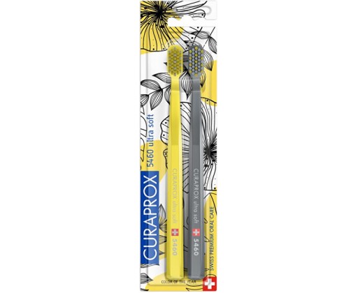 Velmi jemný zubní kartáček 5460 Duo Yellow/Grey Edition 2 ks Curaprox