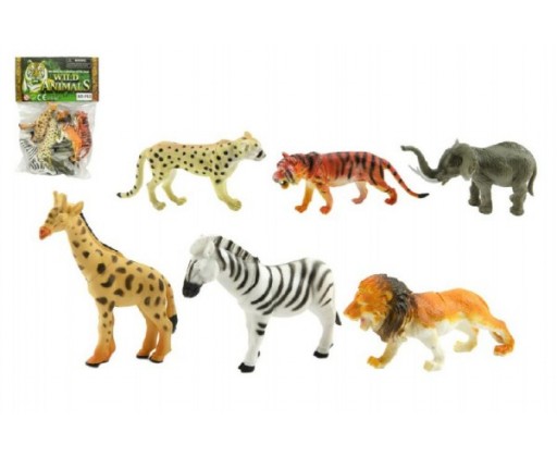Zvířátka safari ZOO 6ks plast 10cm v sáčku Teddies
