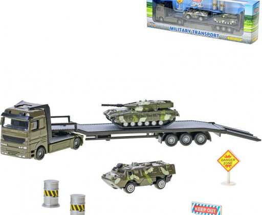 Auto transportér vojenský kovový 25cm set se 2 tanky a doplňky volný chod _Ostatní 1_