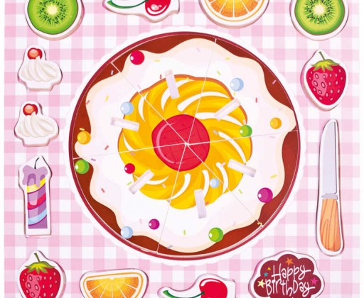 BINO DŘEVO Puzzle vkládací ovocný koláč krájecí 20 dílků *DŘEVĚNÉ HRAČKY* Bino