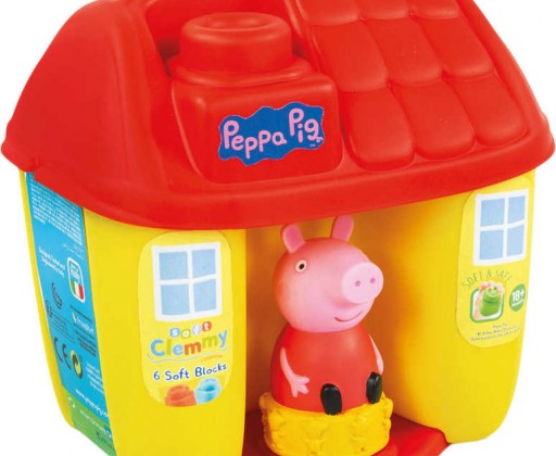 CLEMENTONI CLEMMY Baby kyblík domeček Peppa Pig set 6 soft kostek s figurkou Clementoni