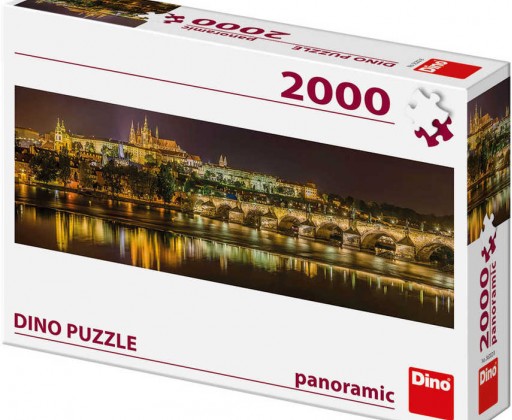 DINO Puzzle panoramatické 2000 dílků Karlův most v noci 136x48cm Dino