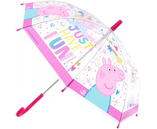 Deštník dětský průhledný 60x64cm manuální prasátko Peppa Pig HRAČKY