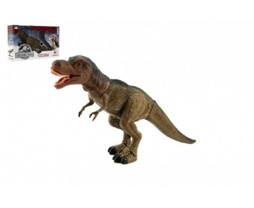 Dinosaurus tyranosaurus chodící plast 40cm na baterie se světlem se zvukem v krabici Teddies
