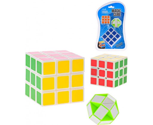 Hra Hlavolam kostka Rubikova bílá set 2ks + skládací had plast _Ostatní 1_