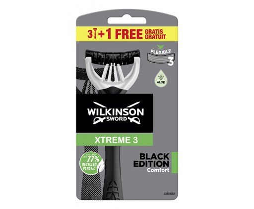Jednorázový holicí strojek pro muže Wilkinson Xtreme3 Black Edition Comfort 3+1 ks Wilkinson Sword