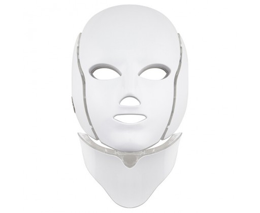 Ošetřující LED maska na obličej a krk bílá (LED Mask + Neck 7 Colors White) Palsar 7