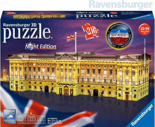 RAVENSBURGER Puzzle 3D Buckinghamský palác Noční edice 216 dílků LED Světlo Ravensburger