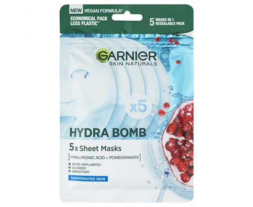Superhydratační vyplňující textilní maska s výtažkem z granátového jablka Hydra Bomb (Sheet Masks) 5 ks Garnier