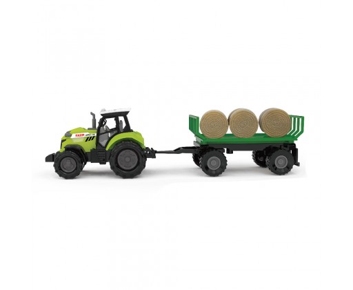 Traktor se zvukem a světlem s vlečkou a balíky slámy RAPPA