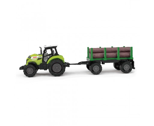 Traktor se zvukem a světlem s vlečkou na dřevo RAPPA