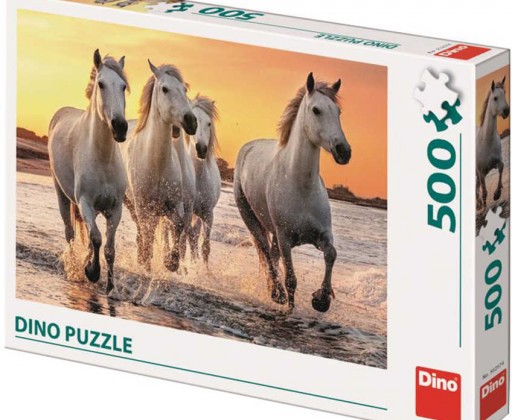 DINO Puzzle 500 dílků Koně v příboji foto 47x33cm skládačka Dino