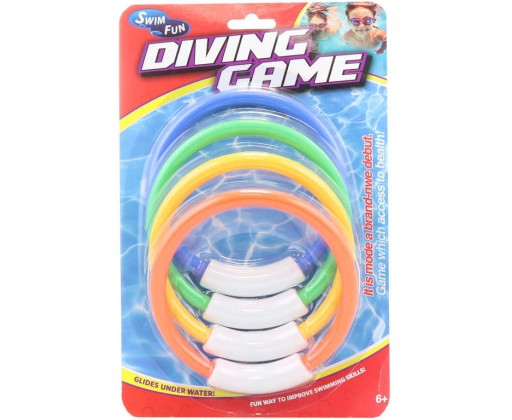Kroužky barevné do vody na potápění set 4ks na kartě plast HRAČKY