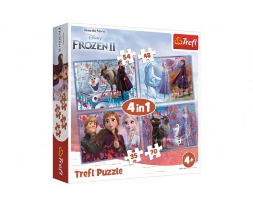 Puzzle 4v1 Ledové království II/Frozen II  v krabici 28x28x6cm Trefl