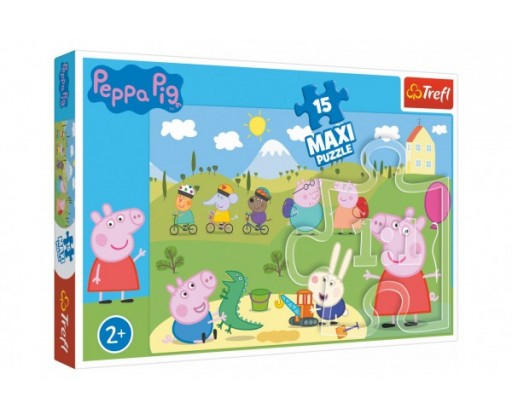 Puzzle Prasátko Peppa/Peppa Pig Šťastný den 60x40cm 15 dílků v krabičce 40x26x4