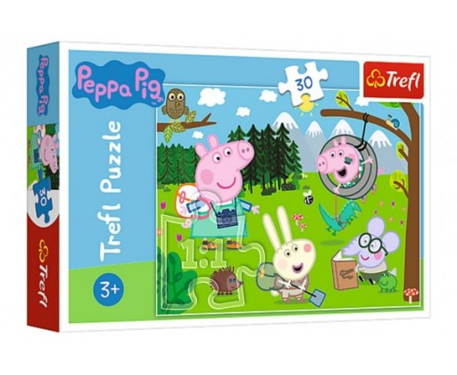 Puzzle Prasátko Peppa/Peppa Pig Výlet do lesa 27x20cm 30 dílků v krabičce 21x14x4cm Trefl