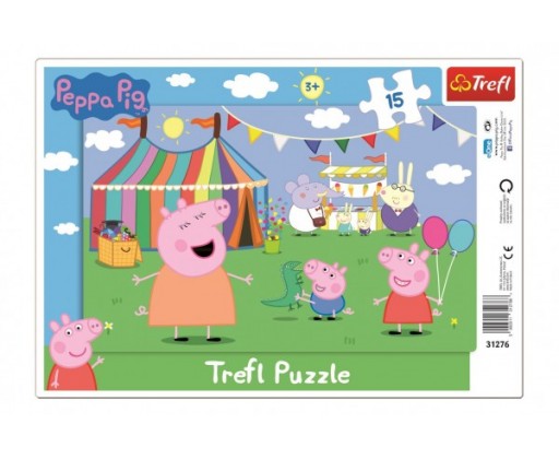 Puzzle deskové V zábavním parku Prasátko Peppa/Peppa Pig 15dílků 33x23cm Trefl